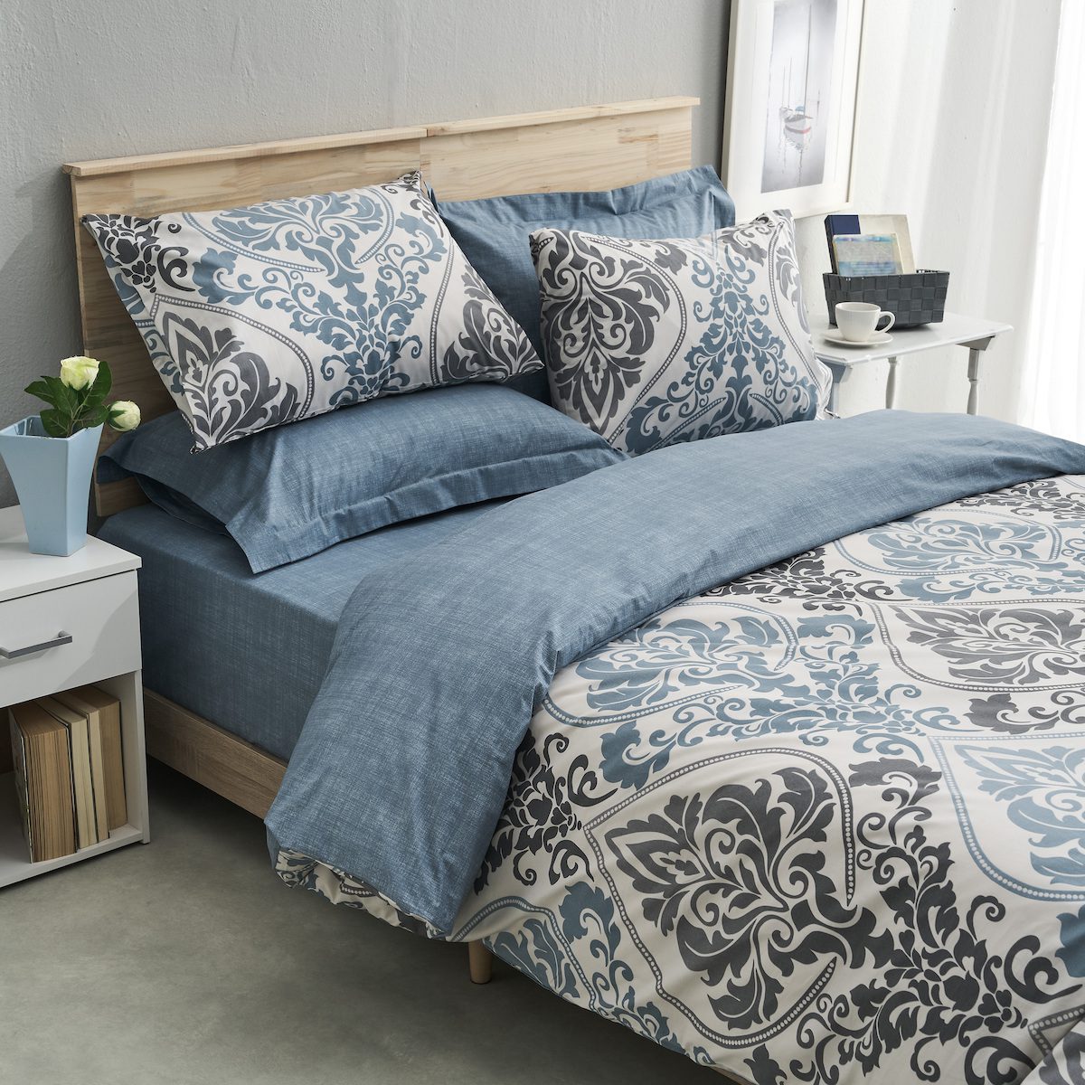 Σετ Σεντόνια Υπέρδιπλα 240x260 Βικτωριανό Μπλε "Salonica" - Image 3