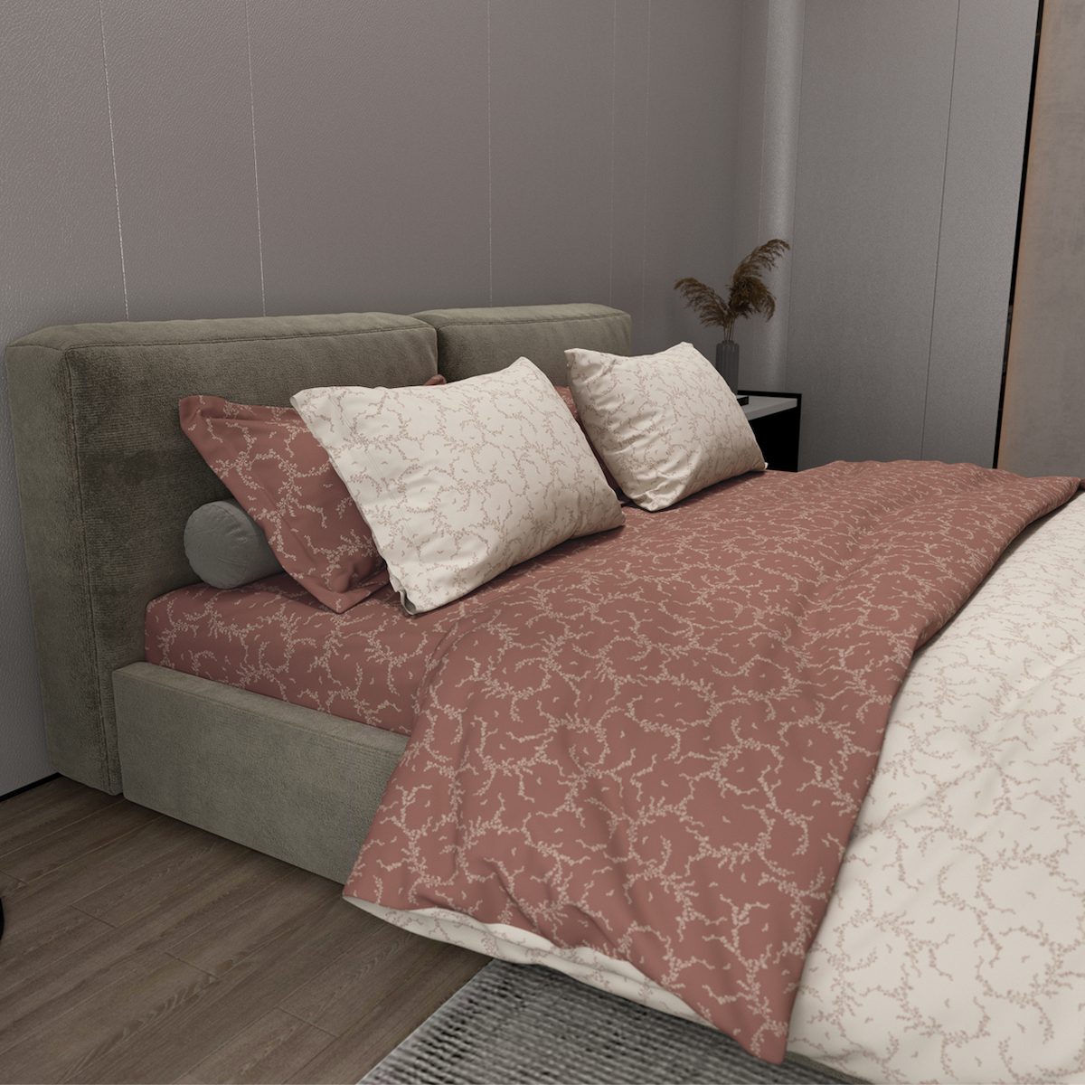 Σετ Σεντόνια Υπέρδιπλα 240×260 Κέντημα Κόκκινο “Salonica”