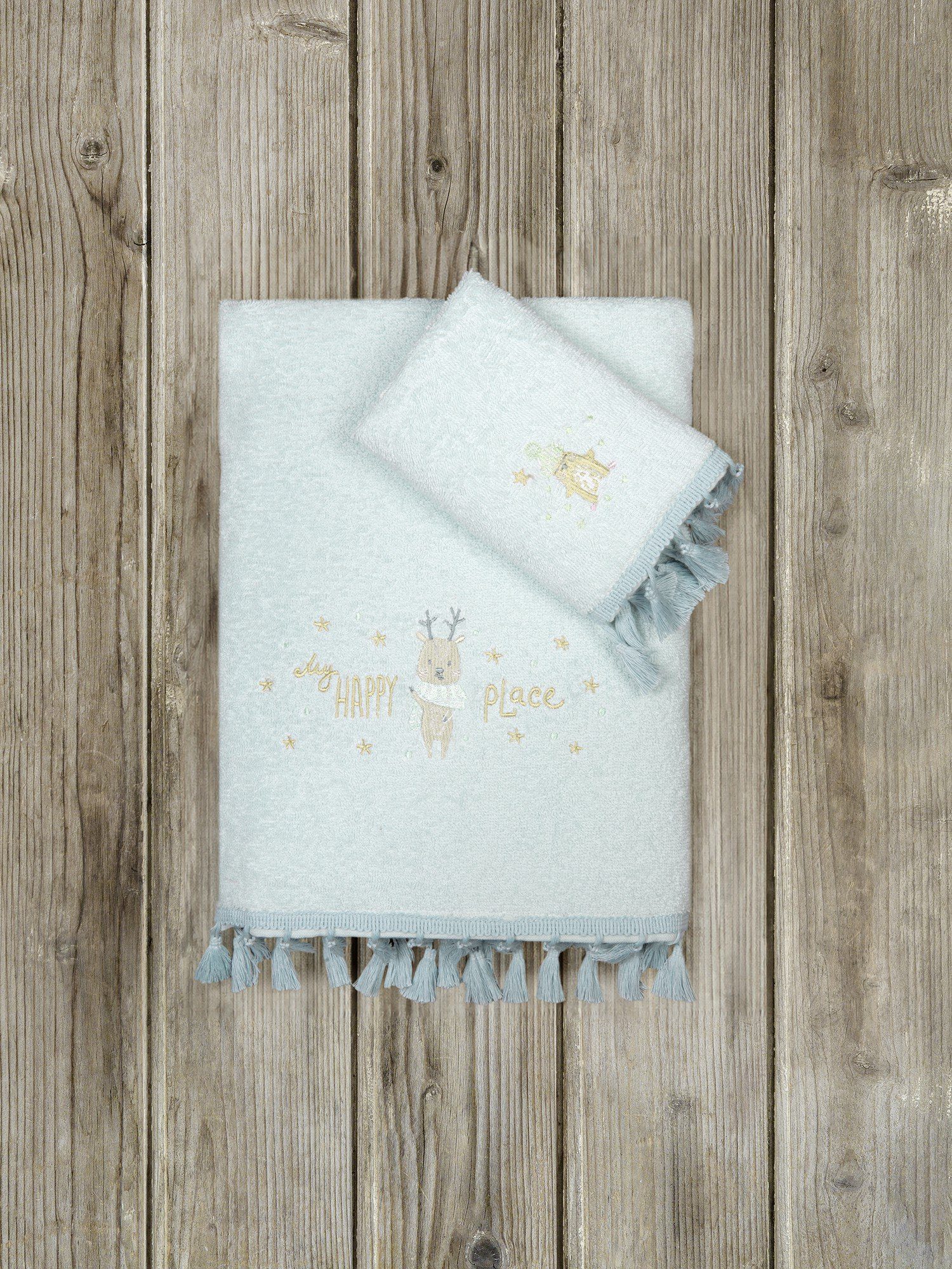 Σετ Πετσέτες 2τμχ (1*30x50 & 1*70x140) Happy Place "Nima Home