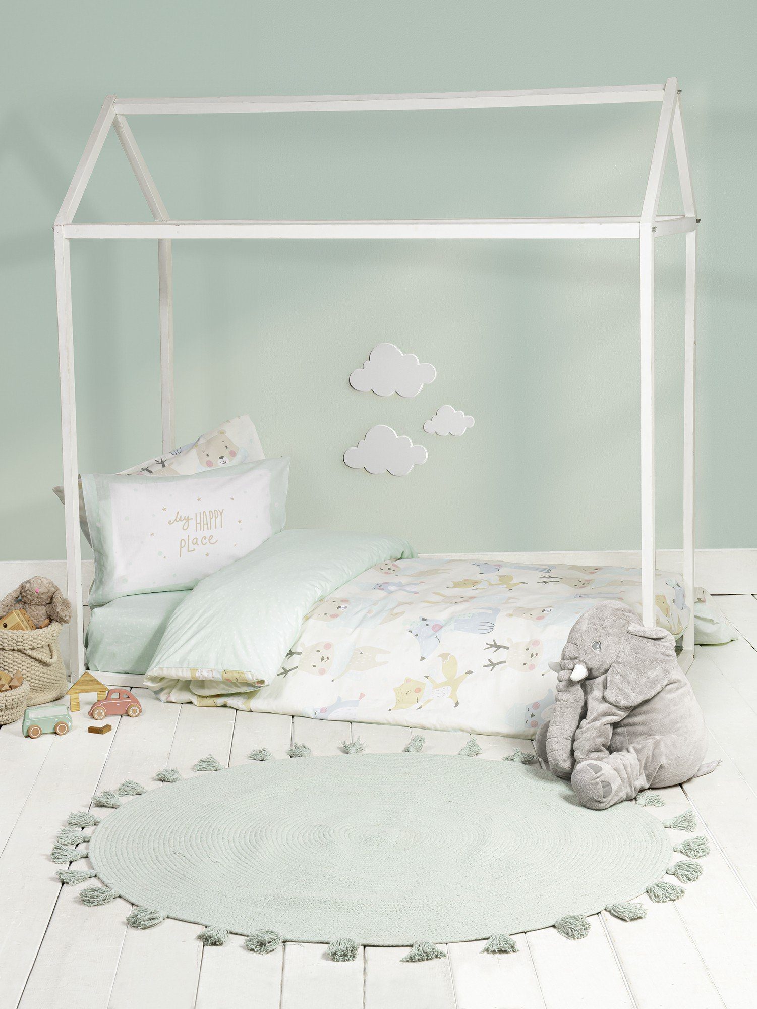 Σετ Σεντόνια Μονά Παιδικά Με Λάστιχο 100×200+30 Happy Place “Nima Home”