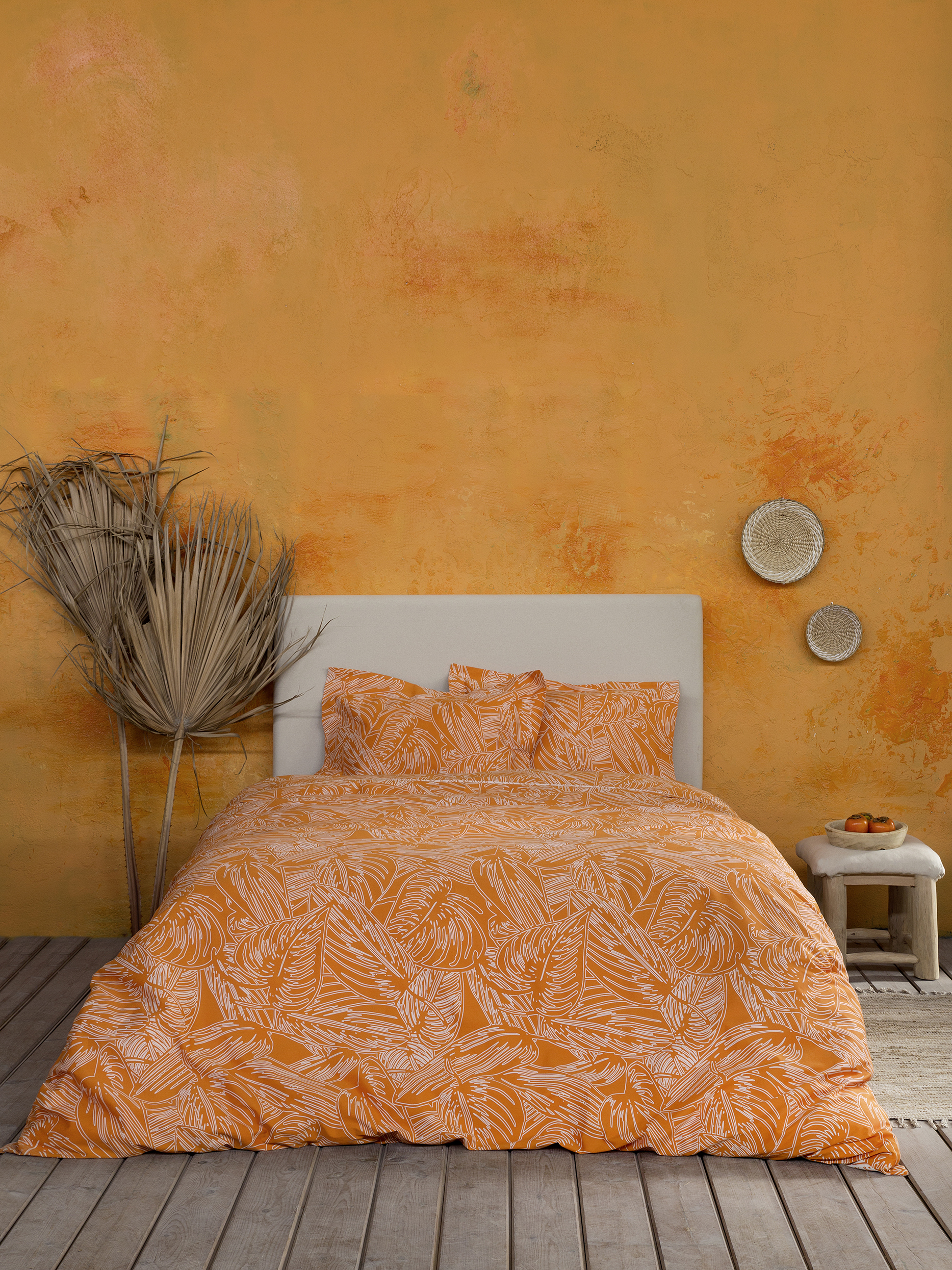 Σετ Σεντόνια Μονά - Arbust Deep Orange - Μονά (2 x 170x270 + 1 Μαξιλαροθήκη Oxford 4 πλευρών 52x72+5) "Nima Home"