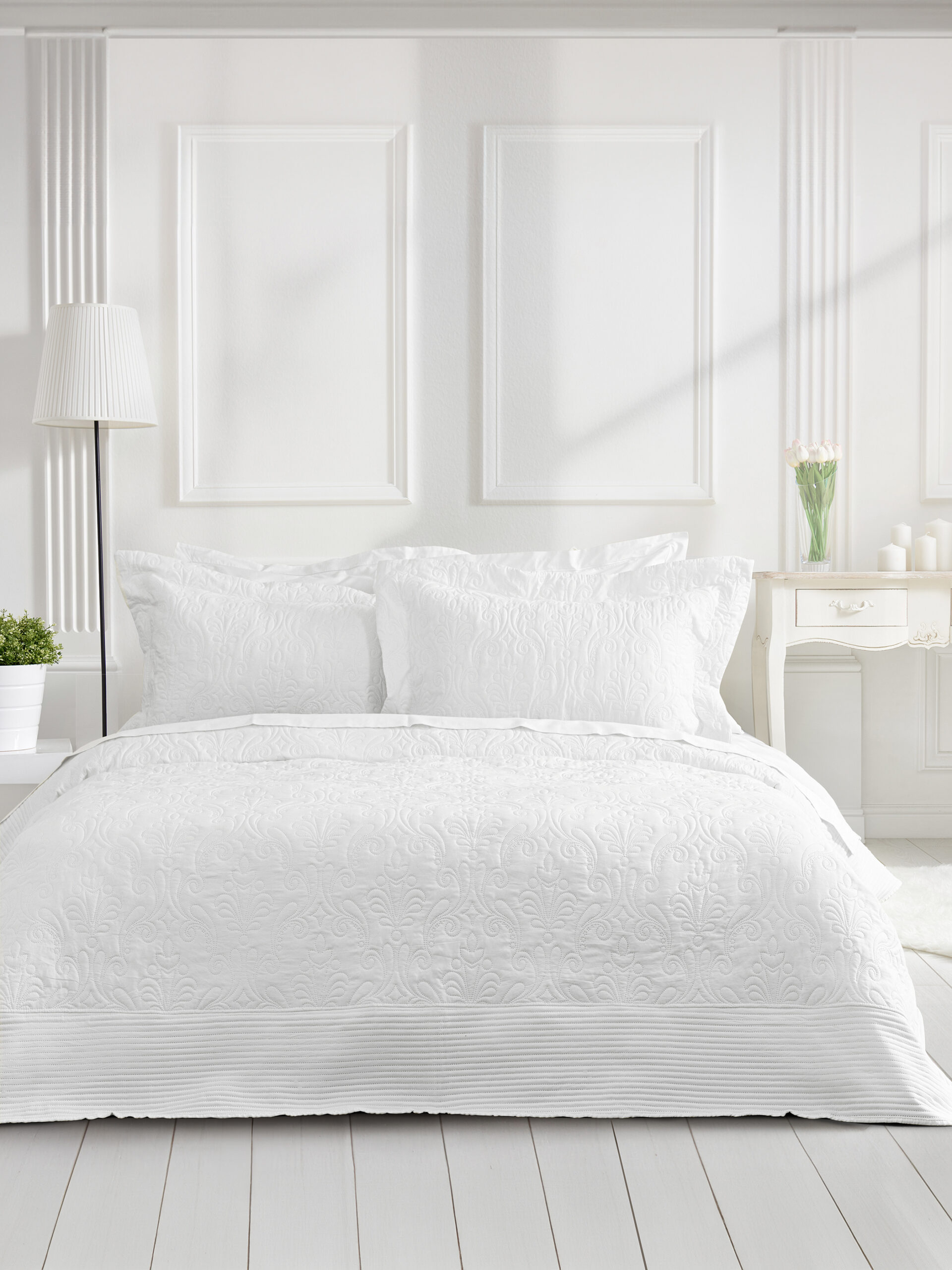 Σετ Κουβερλί 240x260 - Harmony White - Γίγας (1 x 240x260 + 2 Μαξιλαροθήκες Oxford 52x72+8) "Nima Home"