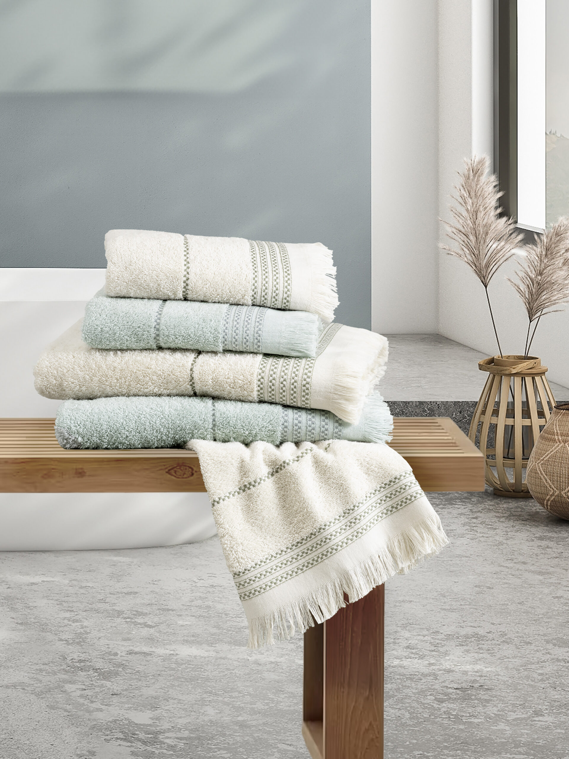 Σετ Πετσέτες (30x50 + 50x90 + 70x140) Plush - Dusty Mint - Σετ (1 x 30x50 + 1 x 50x90 + 1 x 70x140) "Nima Home"