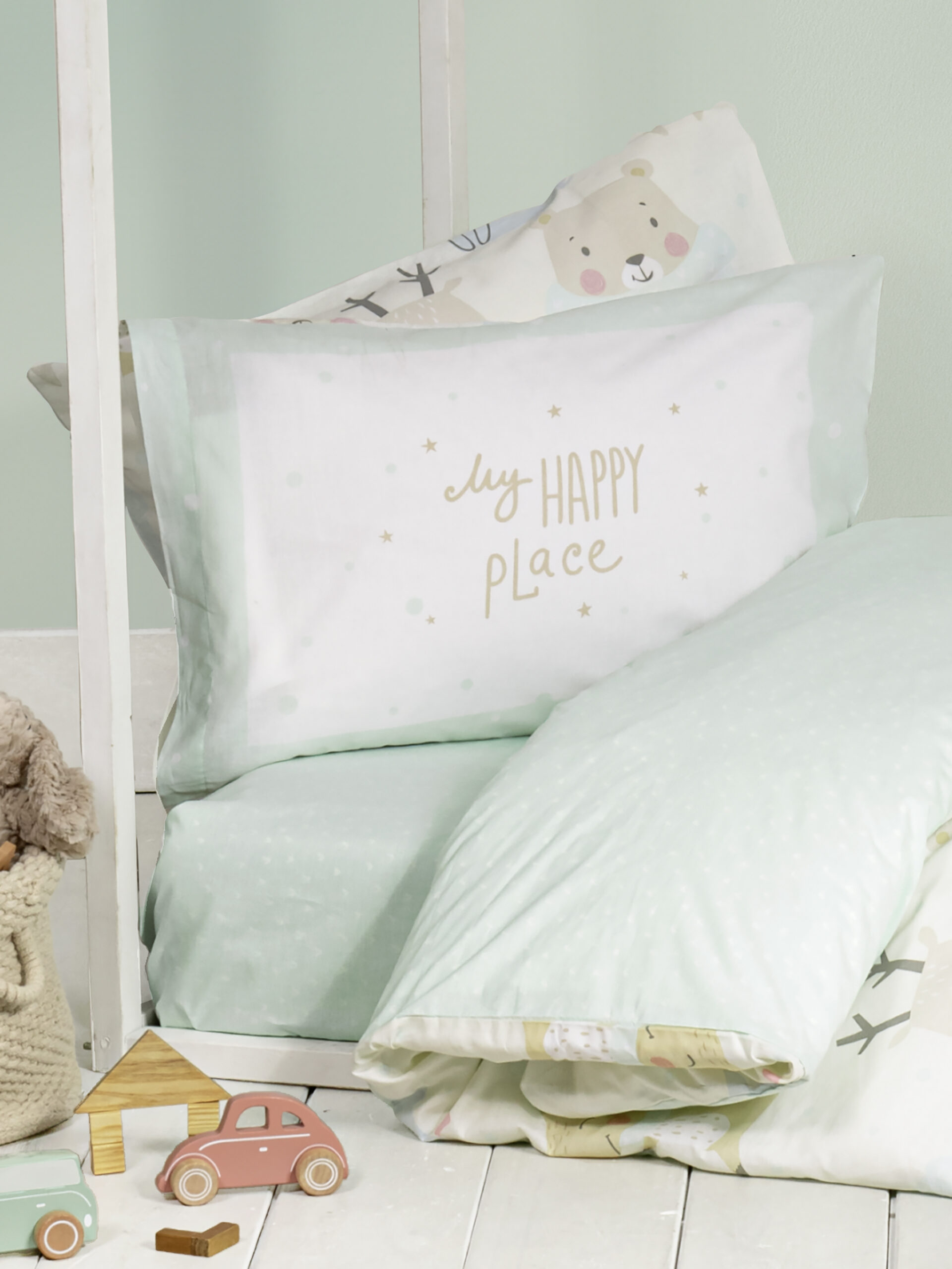 Σετ Σεντόνια Μονά με Λάστιχο - Happy Place (1 x 100x200+30 + 1 x 170x255 + 1 Μαξιλαροθήκη 52x72) "Nima Kids" - Image 2