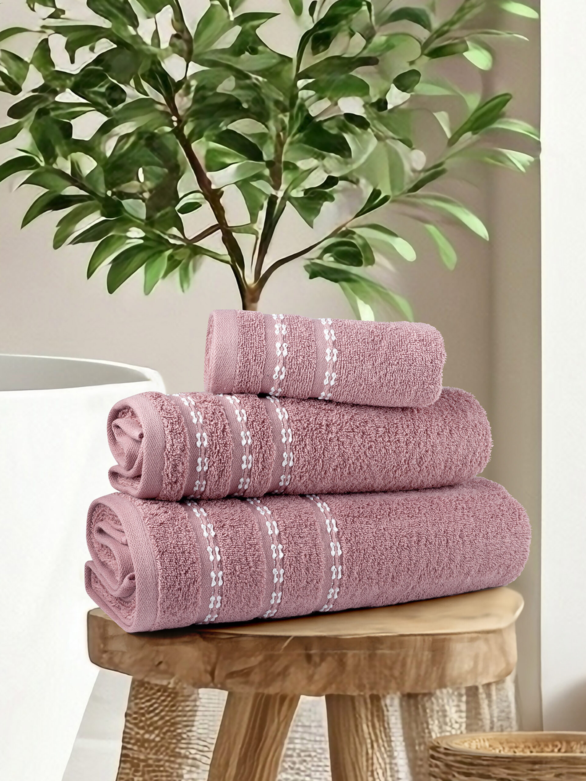 Σετ Πετσέτες (30x50 + 50x90 + 70x140) - Retour Apple Pink - Σετ (1 x 30x50 + 1 x 50x90 + 1 x 70x140) "Nima Home"