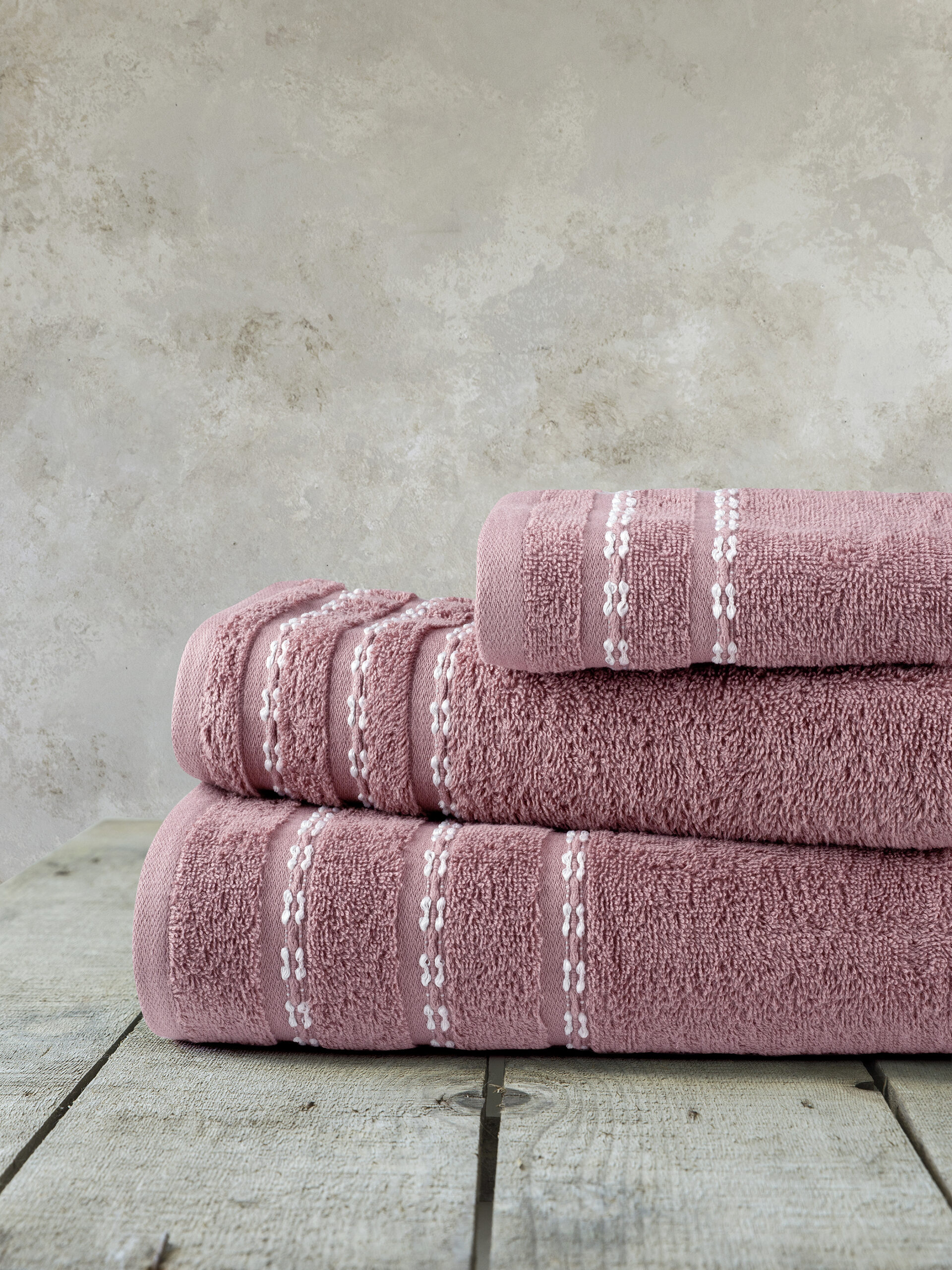 Σετ Πετσέτες (30x50 + 50x90 + 70x140) - Retour Apple Pink - Σετ (1 x 30x50 + 1 x 50x90 + 1 x 70x140) "Nima Home" - Image 2
