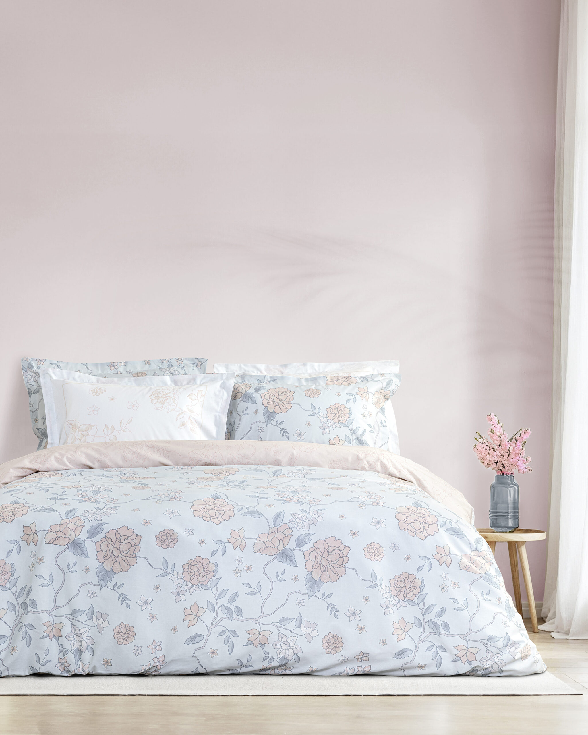 Σετ Σεντόνια Διπλά - Floral Dream - Διπλά (2 x 220x260 + 2 Μαξιλαροθήκες Oxford 4 πλευρών 52x72+5) "Nima Home"