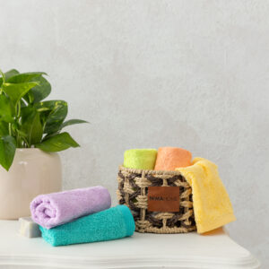 Καλαθάκι  με 5 τεμάχια Λαβέτες - Bamboo Care - Σετ Λαβέτες (5 x 25x25) "Nima Home"